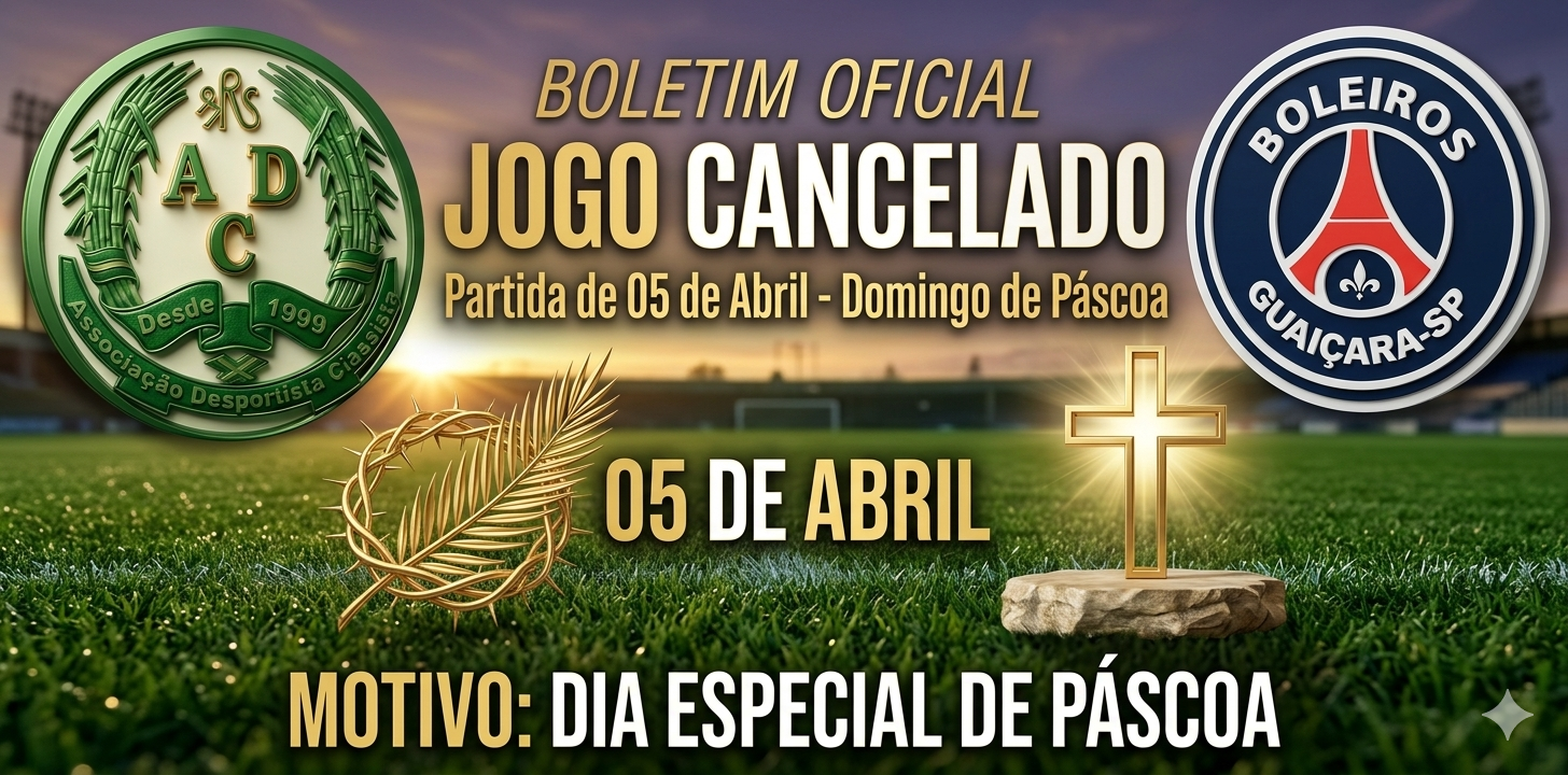 JOGO CANCELADO: RENUKA ADC X BOLEIROS NÃO ACONTECE EM RESPEITO À PÁSCOA